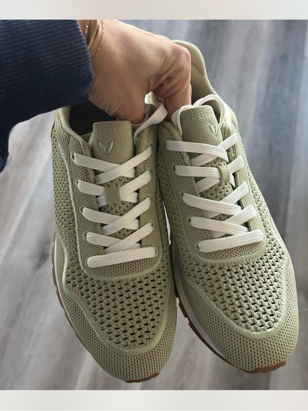 VIVAIA Women's Lightweight Knit Sneakers in Sage Green - Picture 4 of 4